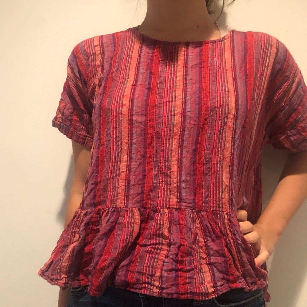 Red Tie back striped t shirt